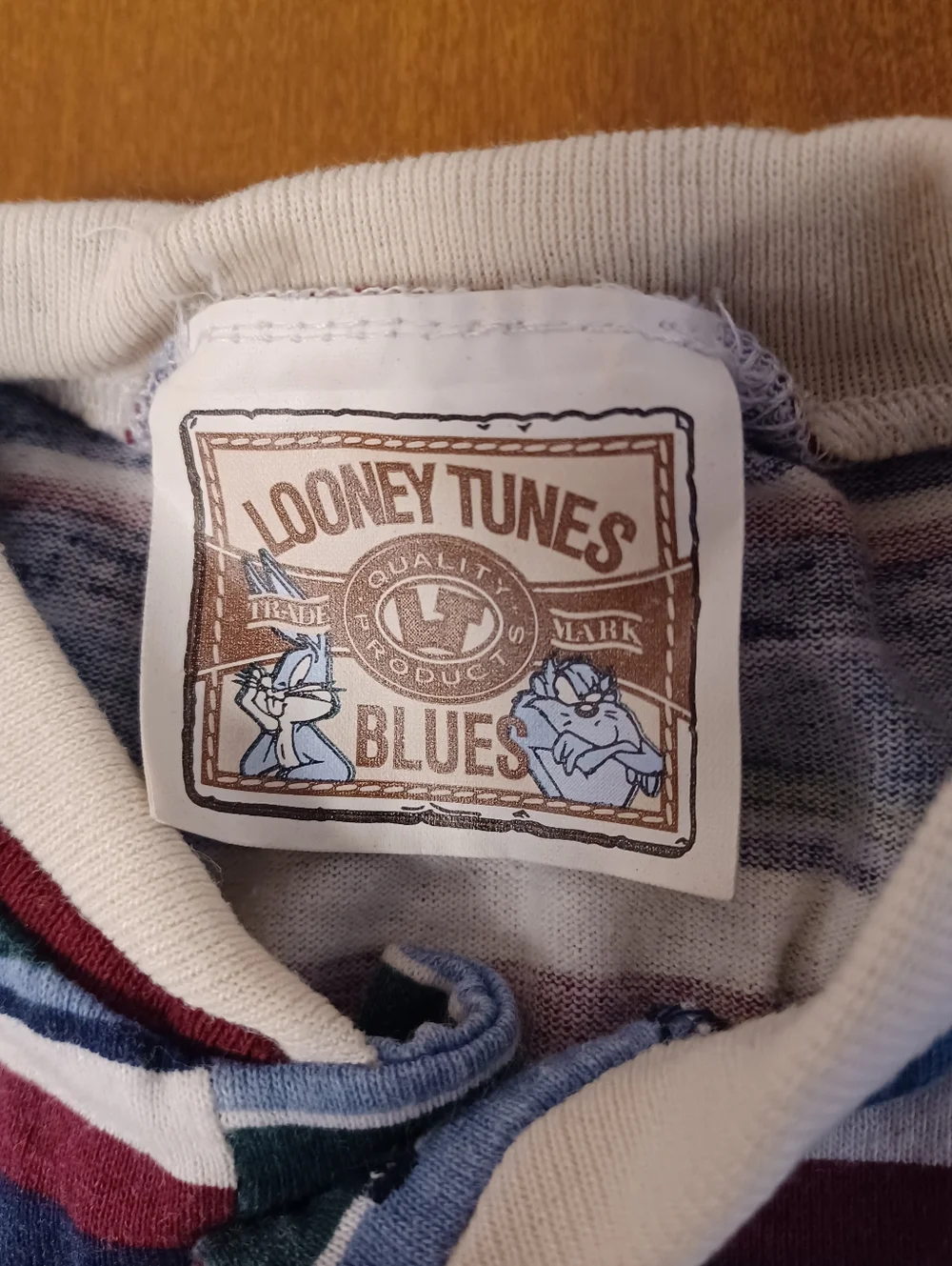 Vintage 90s Looney Tunes Blues Striped TShirt Kids 3T Colorful Retro